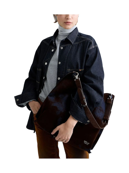 Leather Women's Shopper Bag Suede Brown