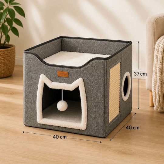 Lelo Pet CozyCube Cat Face – Двуетажна Къщичка За Котки Сива 40x40x37cm
