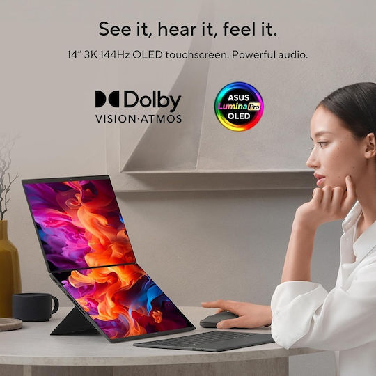 Asus Zenbook Duo UX8407AA-DS99T 14 Zoll OLED Touchscreen 144Hz (Ultra 9-386H/32GB/1TB SSD/W11 Startseite) (Englisch (US) Tastatursprache)
