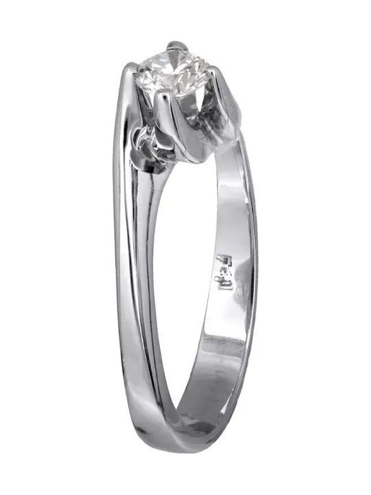 Einzelner Steine Ring Aus Weißgold 18K
