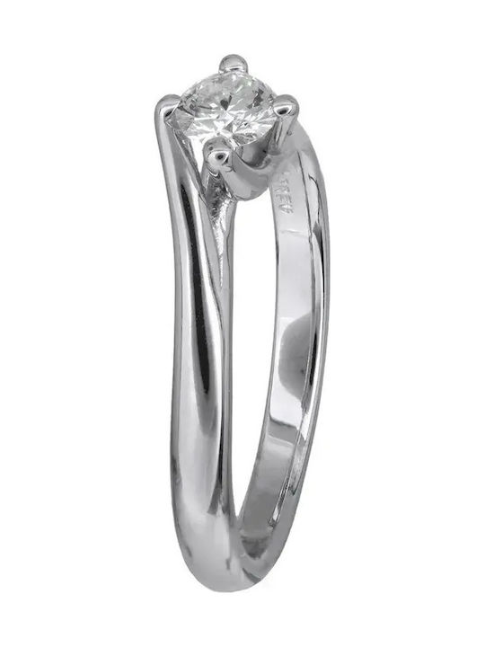 Einzelner Steine Ring Aus Weißgold 18K