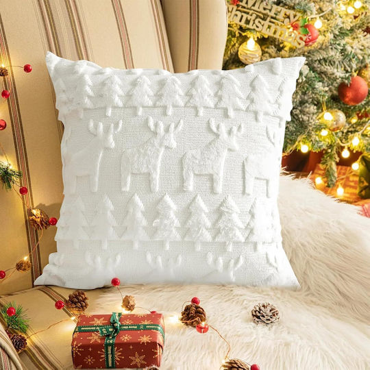 Decorative Christmas Fluffy White Pillowcases 4 Pcs 50 X 50 Cm