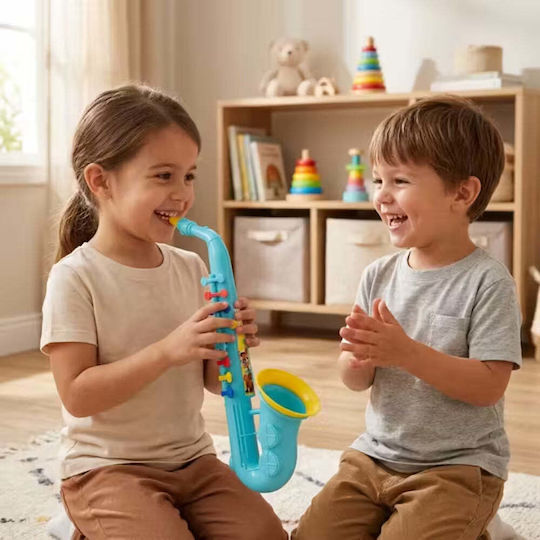 Musical Toy Saxophone Children 36.5 Cm Educational Musical Instrument Interactive Sounds Develops Creativity Sense Rhythm Gift Children Light Blue