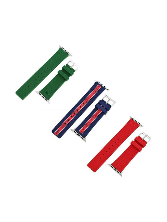 Lacoste Curea din silicon verde (Apple Watch 42/44 mm)