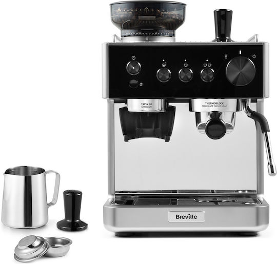 Breville Barista Classic Automatic 15bar Pressure Espresso Machine for Cappuccino with Grinding Mill Silver VCF186X-01