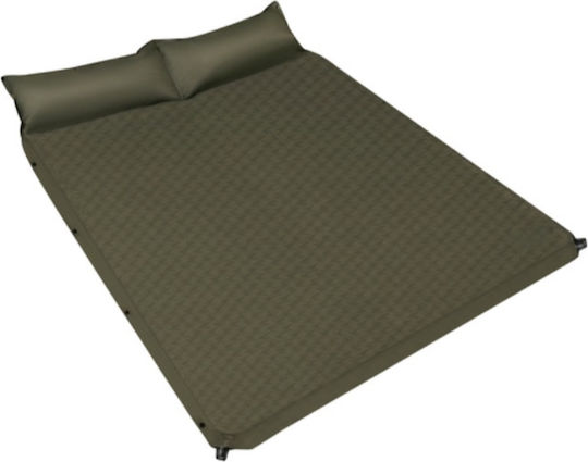 Saltea Camping Auto-umflabilă Dublă 186x130cm Grosime 3cm Kaki