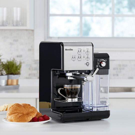 Breville Prima Latte II Μηχανή Espresso Πίεσης 19bar για Cappuccino Black/Silver VCF108X-01