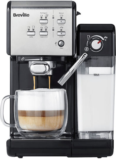 Breville Prima Latte II Μηχανή Espresso Πίεσης 19bar για Cappuccino Black/Silver VCF108X-01