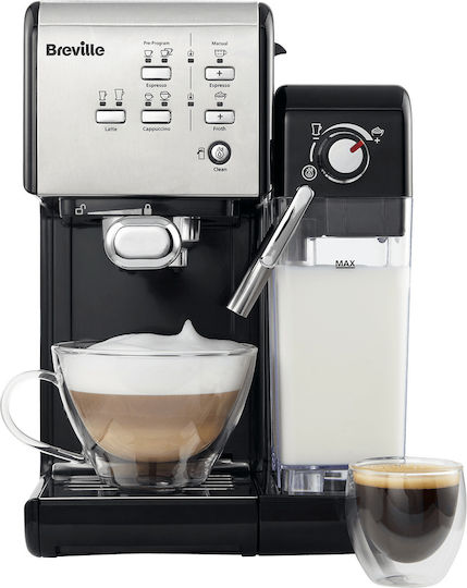 Breville Prima Latte II Μηχανή Espresso Πίεσης 19bar για Cappuccino Black/Silver VCF108X-01