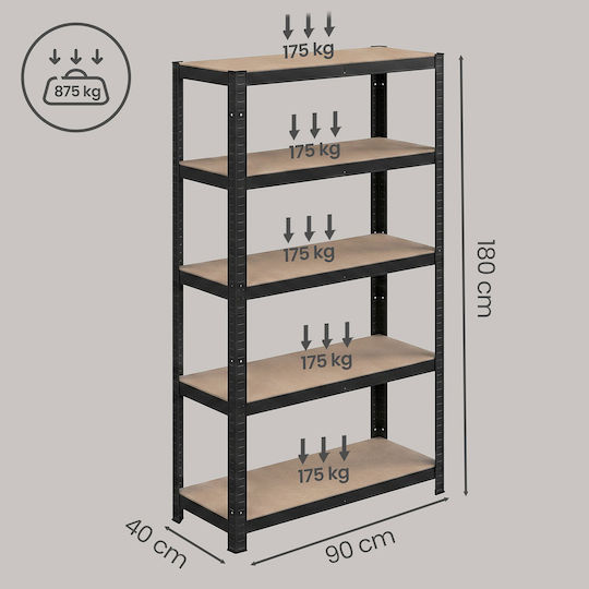 Songmics Dexion Rack 90x40x180cm with 5 Shelves Total Load Capacity 875kg