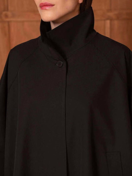 Women's Black Oversized Gabardine