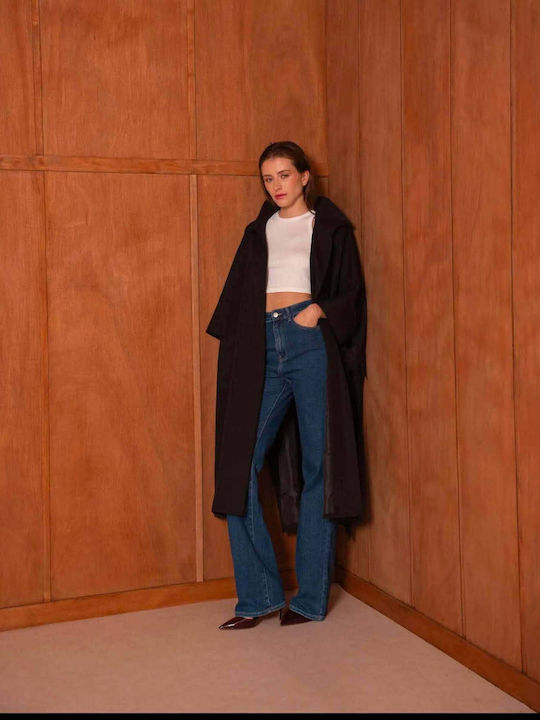 Women's Black Oversized Gabardine