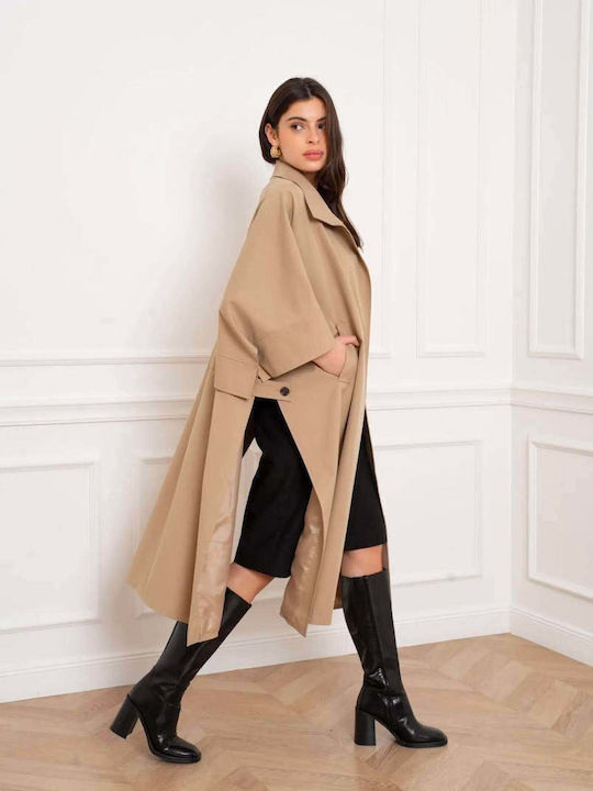 Women's Beige Oversized Gabardine