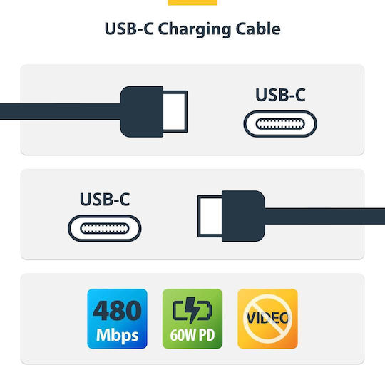 StarTech USB 2.0 Video Cable USB-C male - USB-C 60W PD Λευκό 3m USB2CC3MNCBRWH