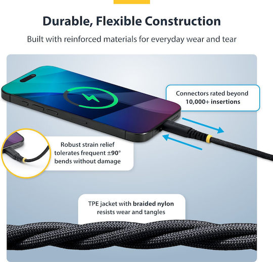 StarTech USB 2.0 Cable USB-C Male - USB-C 60W PD Black 2m