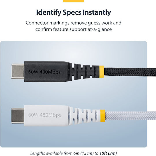 StarTech USB 2.0 Cable USB-C Male - USB-C 60W PD Black 2m
