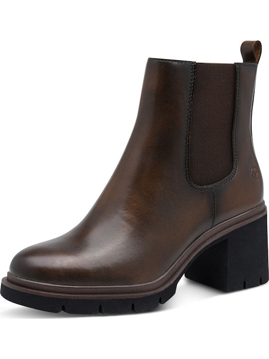 Leder Damen Stiefeletten mit Absatz Braun