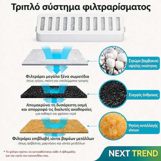 Fântână Automată din Oțel Inoxidabil pentru Hrană și Apă pentru Câine și Pisică 3lt