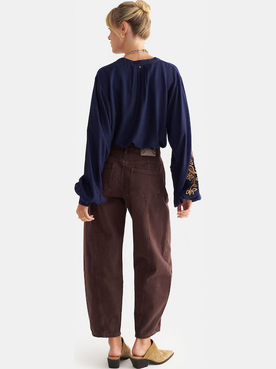 Damen Jeans Hosen Braun Mit Rissen
