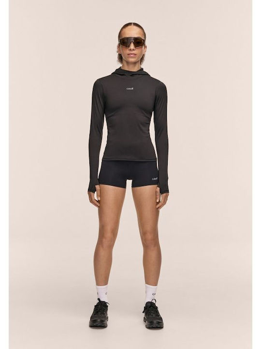 Training Damen Kurzes Leggings mit Formendefinition Schwarz