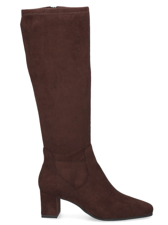 Damenstiefel Mit Mittelhohem Braun Absatz