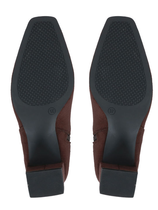 Damenstiefel Mit Mittelhohem Braun Absatz