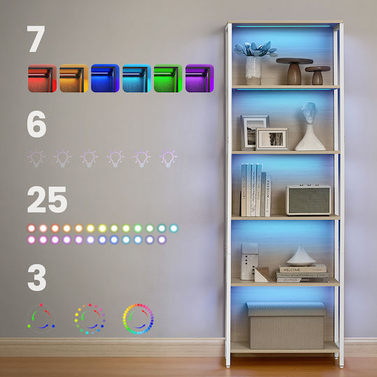 Библиотека с LED Бежова 60x30.3x178.6см