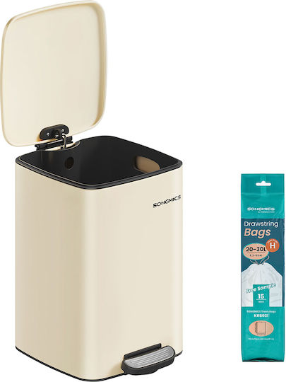 Songmics Inox Bathroom Bin Soft Close 20lt Beige