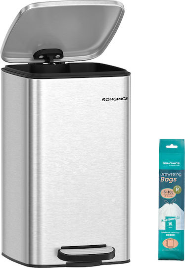 Songmics Metallic Bathroom Bin Soft Close 8lt Silver