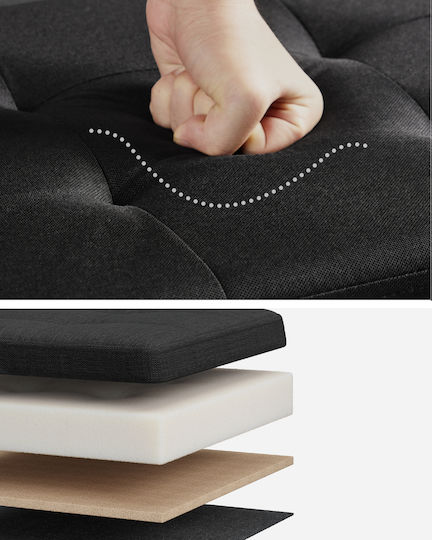 Suport Pentru Picioare Pliabil Cu Spațiu De Depozitare Tapițat Cu Țesătură Negru 76x38x38cm