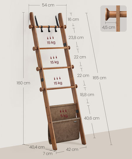 Vasagle Δαπέδου ​54x160cm Καφέ