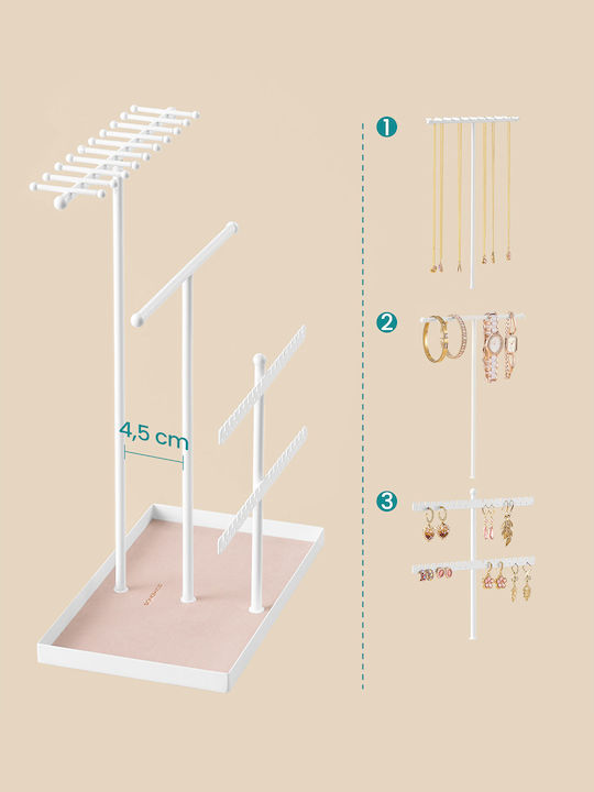 Songmics Jewellery Stand Metallic White 21x12x30cm