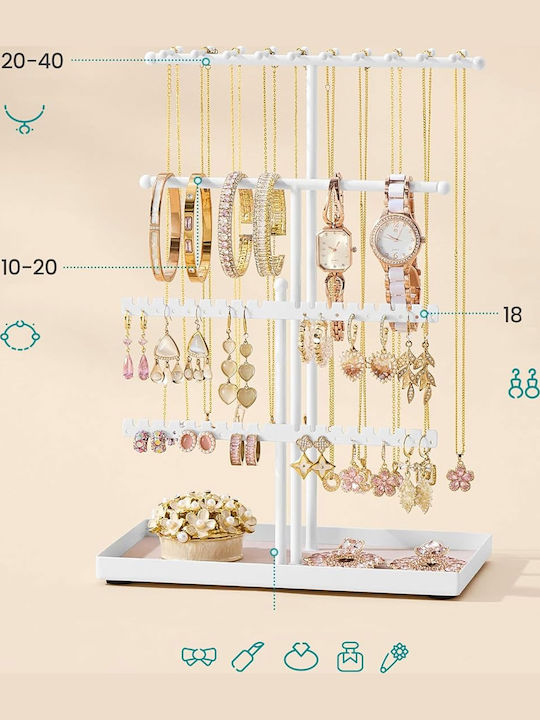 Songmics Jewellery Stand Metallic White 21x12x30cm