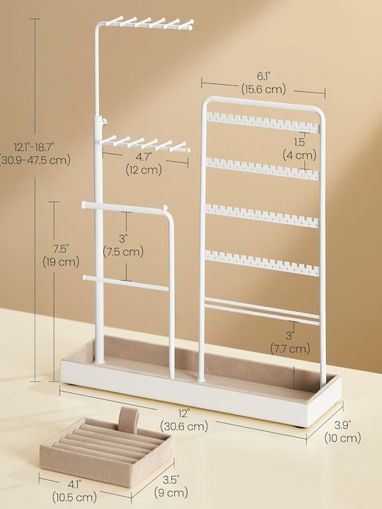 Songmics Стойка за бижута Метална Бяла 30.6x10x30.9cm