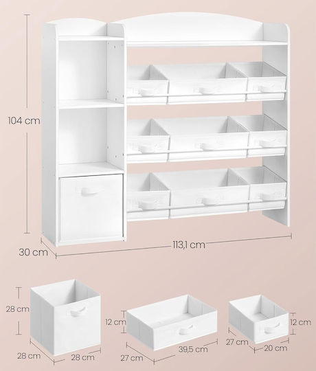 Songmics Children's Wooden Storage Box White 113x30x104cm