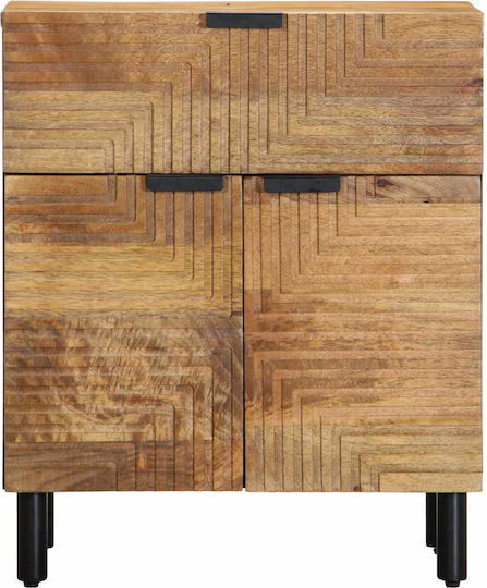 Nachttisch Aus Massivholz Mit Metallbeinen Braun 50x33x60cm