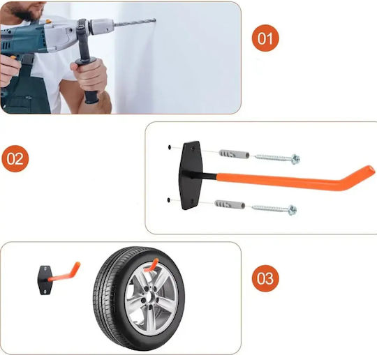 Set 4 Suporturi de perete Jante Anvelope Zola Suportă 60 Kg Oțel Protecție Pvc Accesorii de Montare Incluse