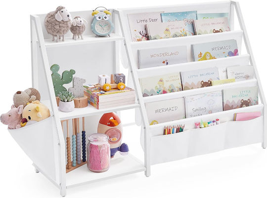 Floor Bookcase Wooden White 108.5x30x75cm