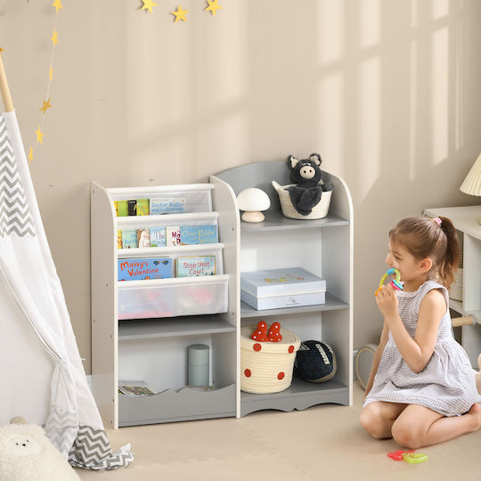 Floor Bookcase Wooden Grey 85x26x84cm
