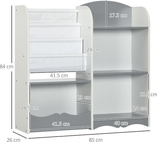 Floor Bookcase Wooden Grey 85x26x84cm