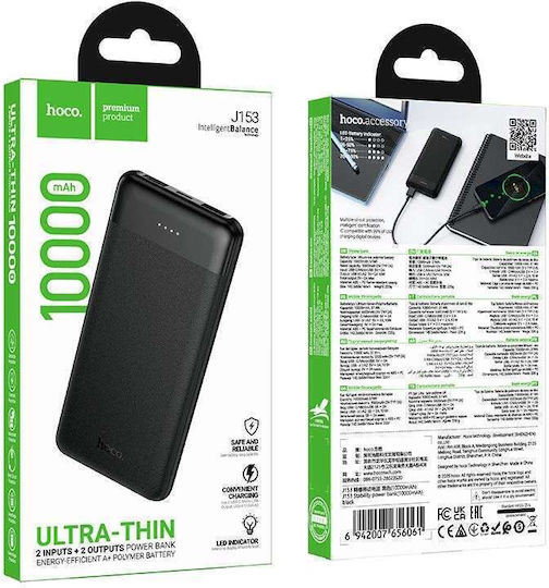 Hoco J153 Power Bank 10000mAh 10W mit 2 USB-A Ausgangsanschlüsse Schwarz