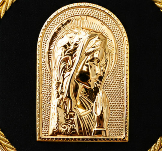 Metallische Heiligenikone Maria – Dekoratives Luxuriöses Kassettenbild Code Plak-pan Maria Gold