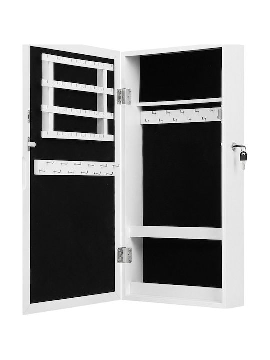 Songmics Κουτί Κοσμημάτων Ξύλινο Λευκό 37x10x67cm