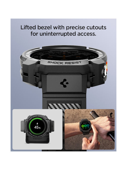 Spigen Rugged Armor Pro Калъф от силикон в черен цвят за Samsung Galaxy Watch Ultra 2 2026