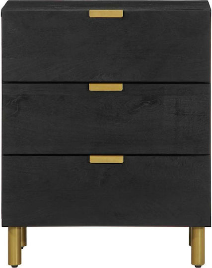 Wooden Bedside Table Black 50x33x62cm
