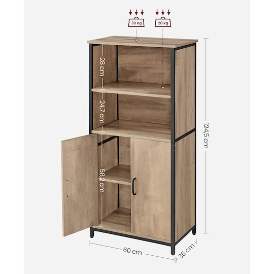 Vasagle Bathroom Cabinet 60x35x124.5cm Beige