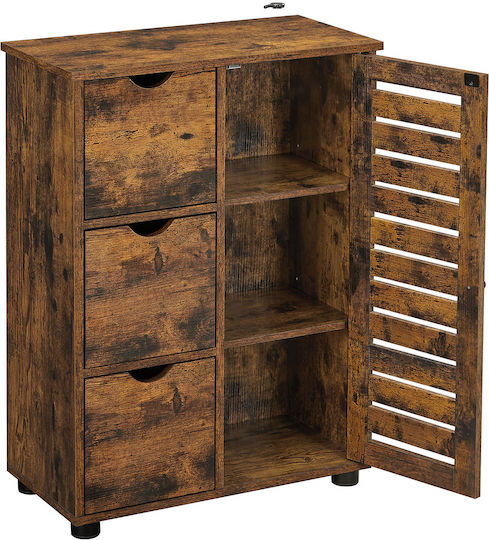 Chest of Drawers Wooden with 3 Drawers Brown 60x30x80cm