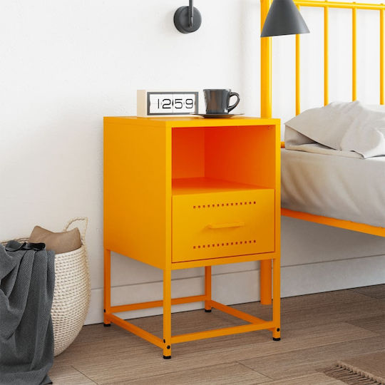 Wooden Bedside Table Yellow 36x39x60.5cm
