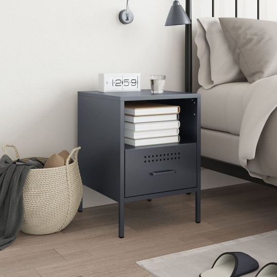 Metal Bedside Table Grey 36x39x50.5cm