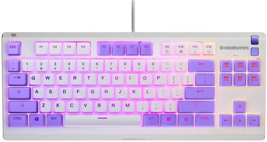 SteelSeries APEX 3 TKL Гейминг Механична Клавиатура Tenkeyless с Мембранни превключватели и RGB осветление Английски US Лилав